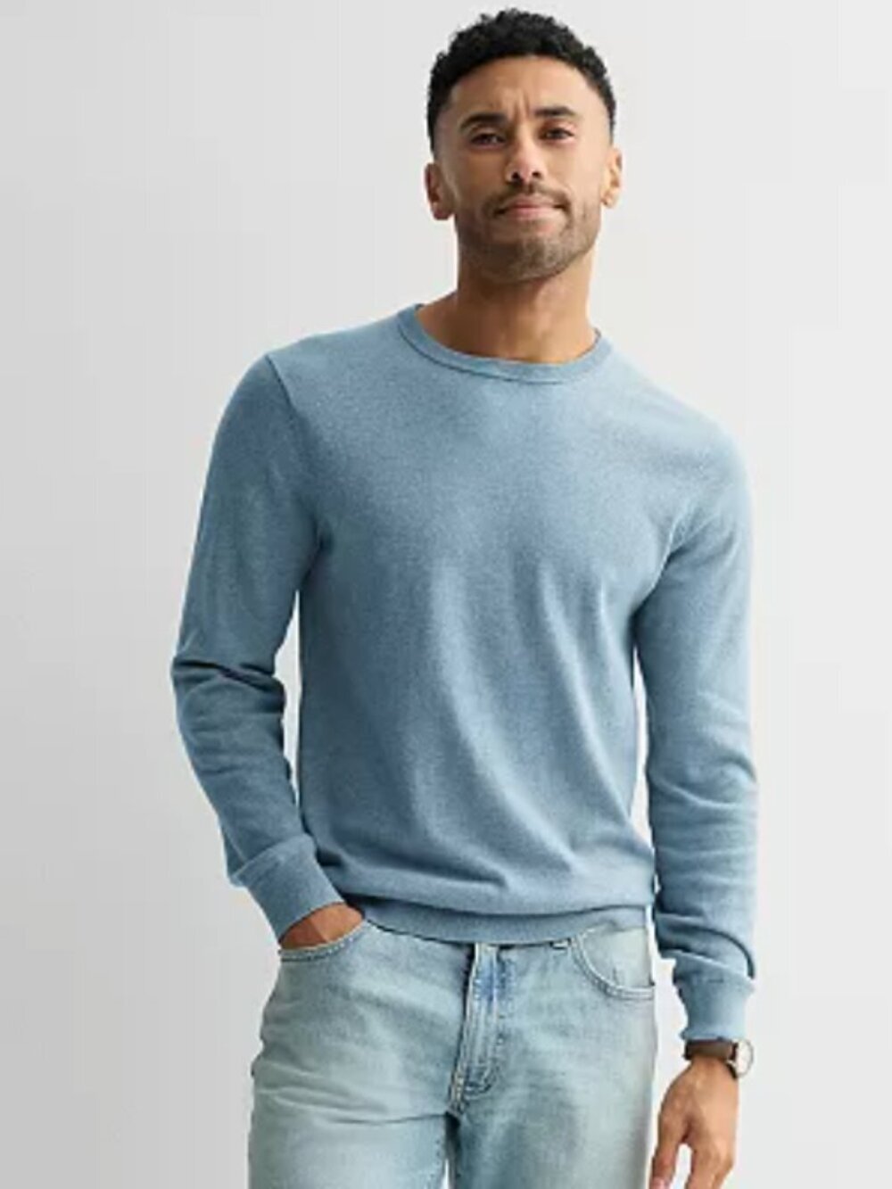 Sonoma Goods for Life Blue White Light Crewneck Sweater Large Coastal